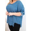 229854 3 damska bluza plus size z lyocellu s asymetrickym lemem jeansova velikost uni barva modra tmave