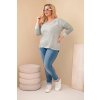 229860 26 damska bluza plus size s potiskem a perlickami matova velikost uni barva tyrkysova