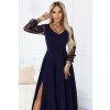 229944 3 numoco loretta jedinecne dlouhe saty s tylovymi rukavy a vystrihem tmave modra 640 3 velikost s barva modra