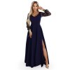 229944 8 numoco loretta jedinecne dlouhe saty s tylovymi rukavy a vystrihem tmave modra 640 3 velikost s barva modra