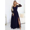 229944 numoco loretta jedinecne dlouhe saty s tylovymi rukavy a vystrihem tmave modra 640 3 velikost s barva modra