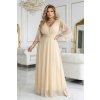229953 numoco dlouhe trpytive saty plus size s kulatym vystrihem a prusvitnymi rukavy sampansky bezove 654 2 velikost uni barva brokat bezova