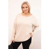 229803 damska bluza plus size asymetricka s dlouhym rukavem bezova velikost uni barva bezova