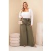 230958 1 damske kalhoty plus size s sirokou nohavici a ozdobou v pase velikost uni barva zelena