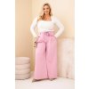 230958 21 damske kalhoty plus size s sirokou nohavici a ozdobou v pase velikost uni barva zelena