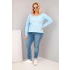 230961 1 damske tricko plus size s vystrihem do v a delsim zadnim dilem velikost uni barva modra