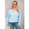 230961 damske tricko plus size s vystrihem do v a delsim zadnim dilem velikost uni barva modra
