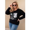 230964 damske tricko plus size s potiskem a delsim zadnim dilem velikost uni barva cerna