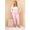 230970 1 damske bavlnene kalhoty plus size s paskem velikost xl barva ruzova svetle