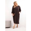 231012 1 damske saty plus size s dlouhym rukavem a narasenim v pase velikost uni barva hneda