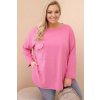 231048 damska bluza plus size s bavlnou kapsou a ohrnutym rukavem velikost uni barva ruzova