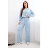 231117 1 damska souprava z viskozy mikina s priveskem a siroke kalhoty velikost uni barva modra