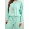 231117 27 damska souprava z viskozy mikina s priveskem a siroke kalhoty velikost uni barva modra