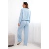 231117 2 damska souprava z viskozy mikina s priveskem a siroke kalhoty velikost uni barva modra