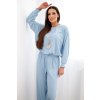 231117 damska souprava z viskozy mikina s priveskem a siroke kalhoty velikost uni barva modra
