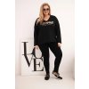 231819 2 damska mikina plus size s napisem a vystrihem do v cerna velikost uni barva cerna