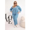 231822 damska souprava plus size bavlnena s bundou a dzinami modra velikost uni barva modra