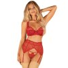 178226 4 podvazkovy pas obsessive lonesia garter belt velikost s m barva cervena