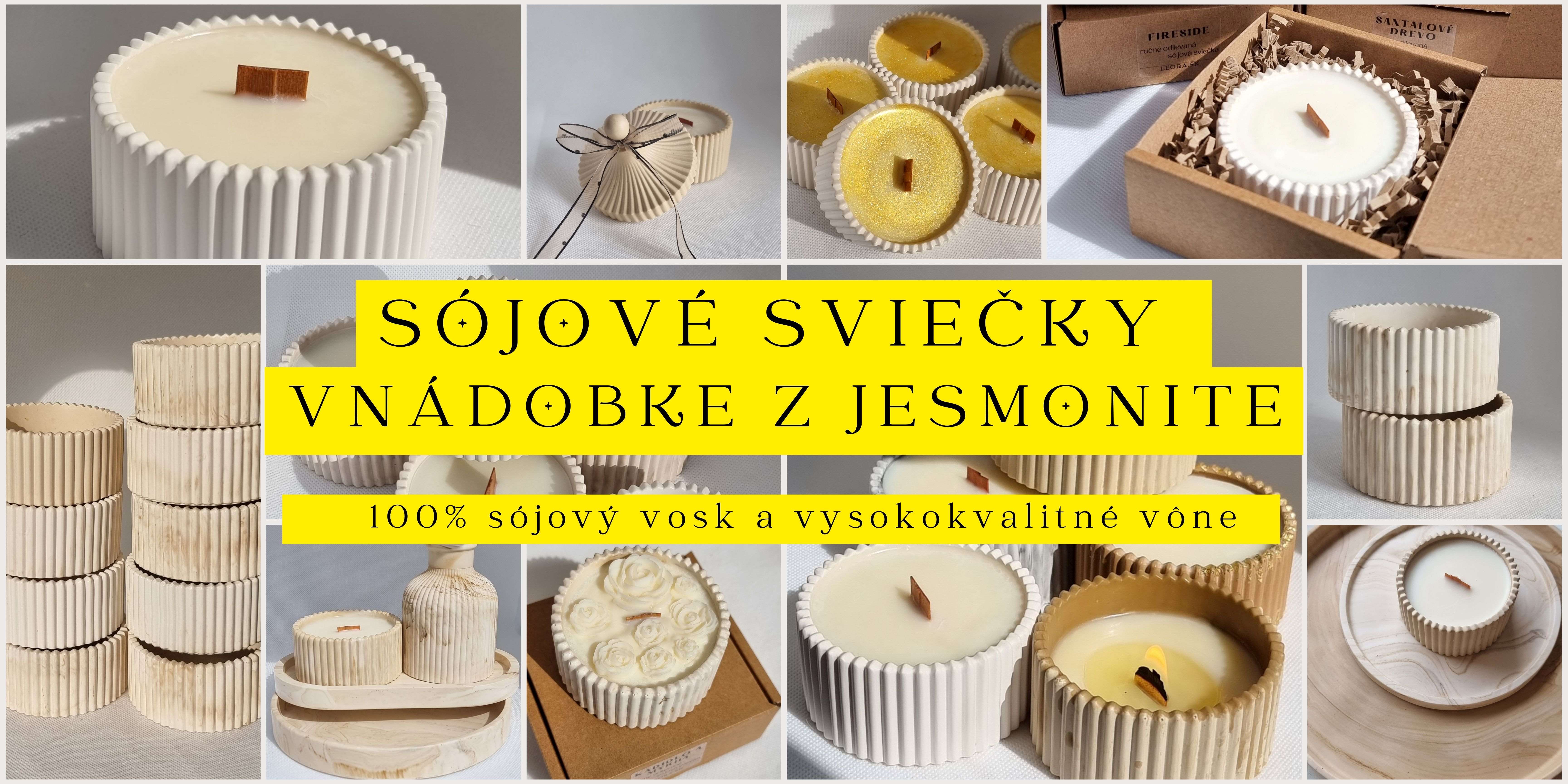 sójové sviečky v jesmonite nádobke
