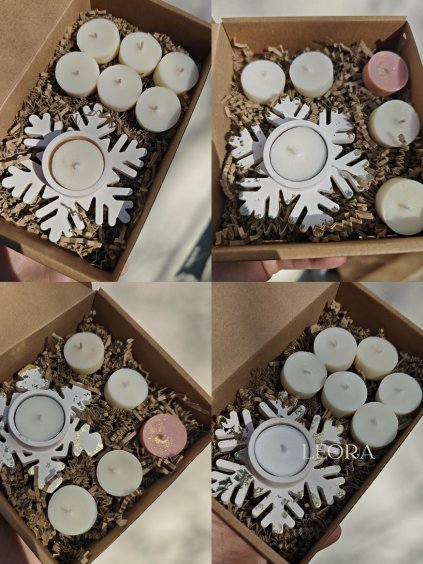 VÝPREDAJ - Darčeková krabička SVIETNIK A ČAJOVÉ SVIEČKY