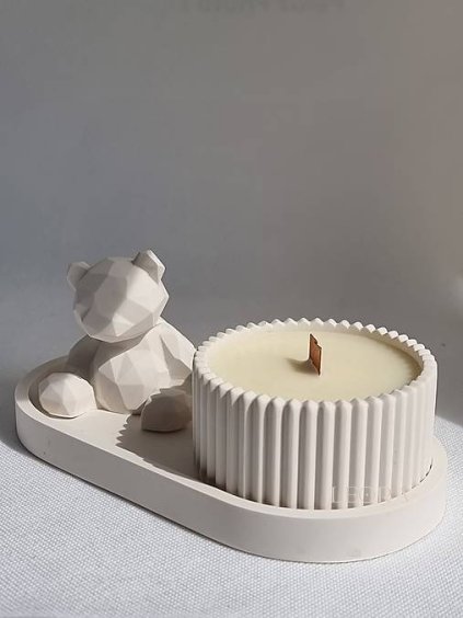 Biely set | sójová sviečka + jesmonite