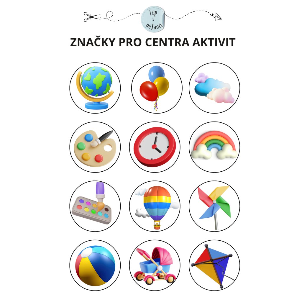 samolepky značky do MŠ - 3D centra aktivit 1