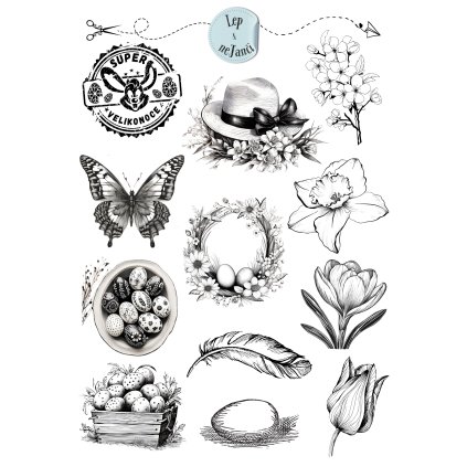 SAMOLEPKY VELIKONOCE ČERNOBÍLÉ 2