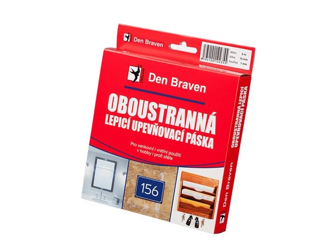 Den Braven Oboustranně lepicí upevňovací páska v krabičce - 19 x 1 mm x 5 m bílá