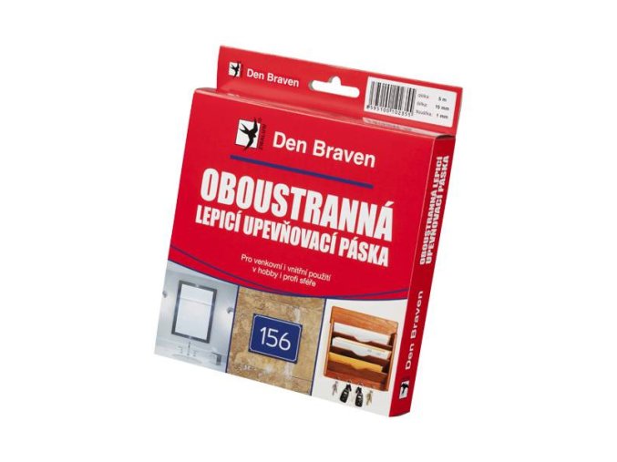 Den Braven Oboustranně lepicí upevňovací páska v krabičce - 19 x 1 mm x 5 m bílá