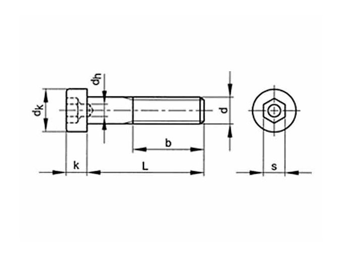 Skrutka inbus so strediacou dierou DIN 6912 M4x10-8.8 pozink