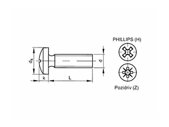 Skrutka s drážkou Phillips DIN 7985 M2,5x16 pozink