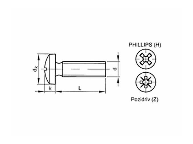 Skrutka s drážkou Phillips DIN 7985 M8x80 nerez A2