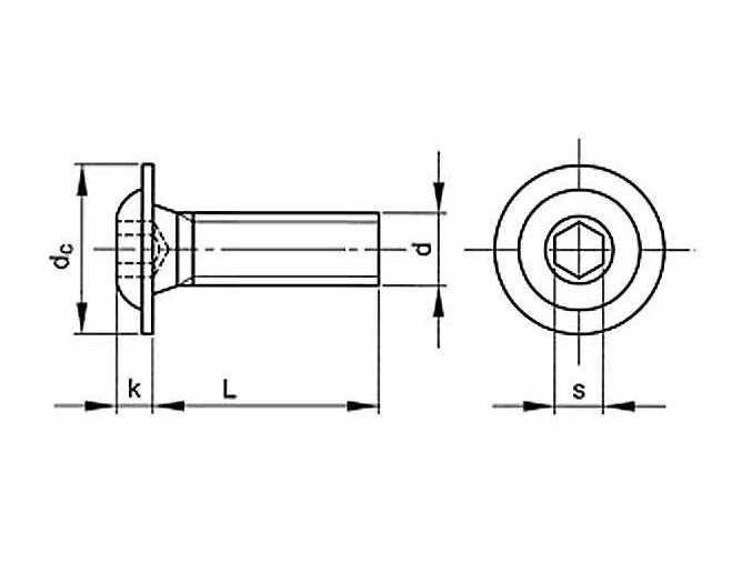 Skrutka s polguľatou hlavou s golierom TORX ISO 7380FL M4x10 nerez A2