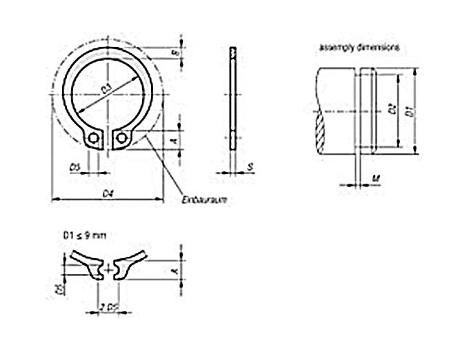 Poistný krúžok na hriadeľ DIN 471 - 36 mm nerez A1