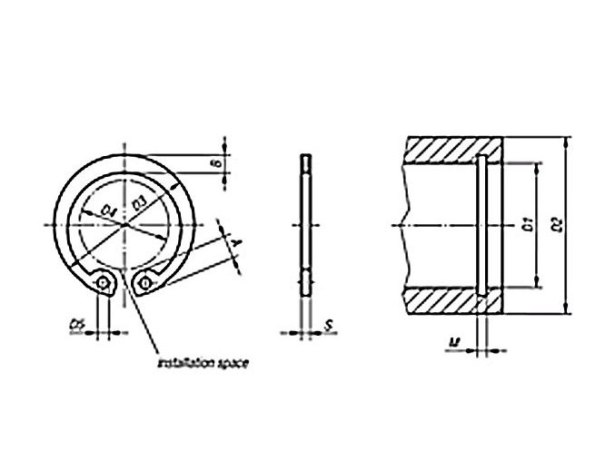 Poistný krúžok do diery DIN 472 - 47 mm nerez A1