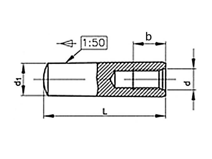 Kolík kužeľový vnútorný závit DIN 7978 5x30