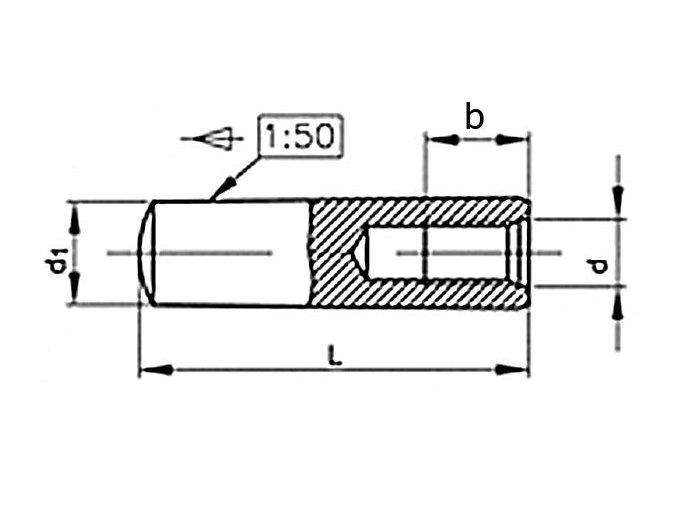 Kolík kužeľový vnútorný závit DIN 7978 10x50