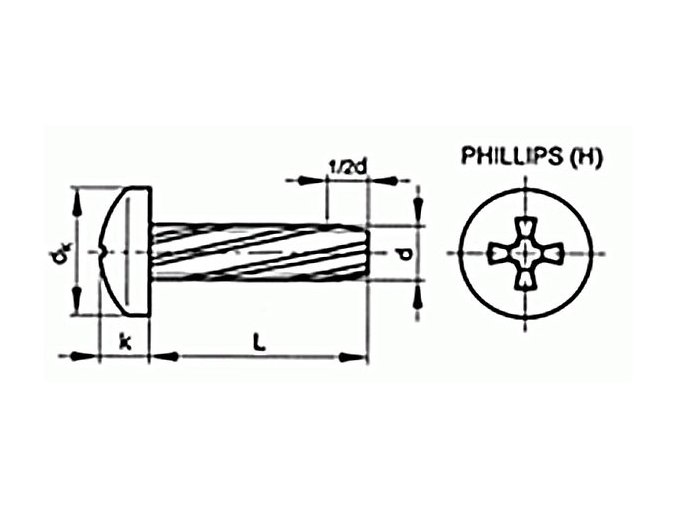 Skrutka závitorezná phillips DIN 7516A M3x16 pozink