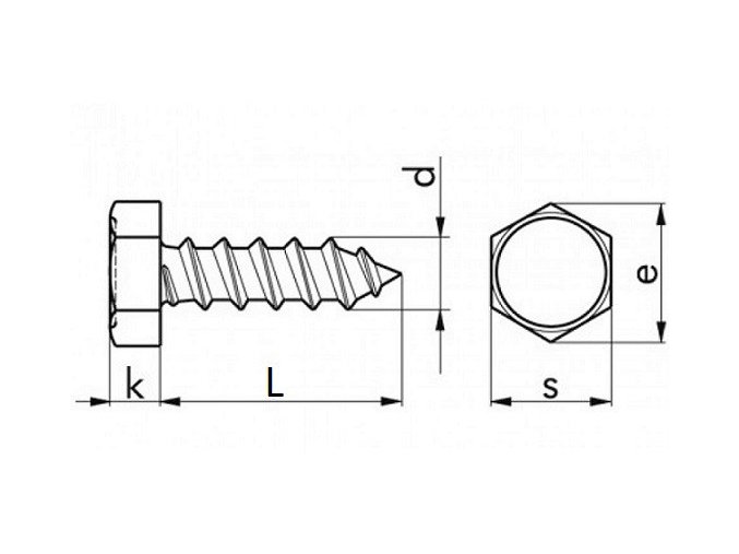 Skrutka samorezná šesťhran DIN 7976C 4,8x9,5 pozink
