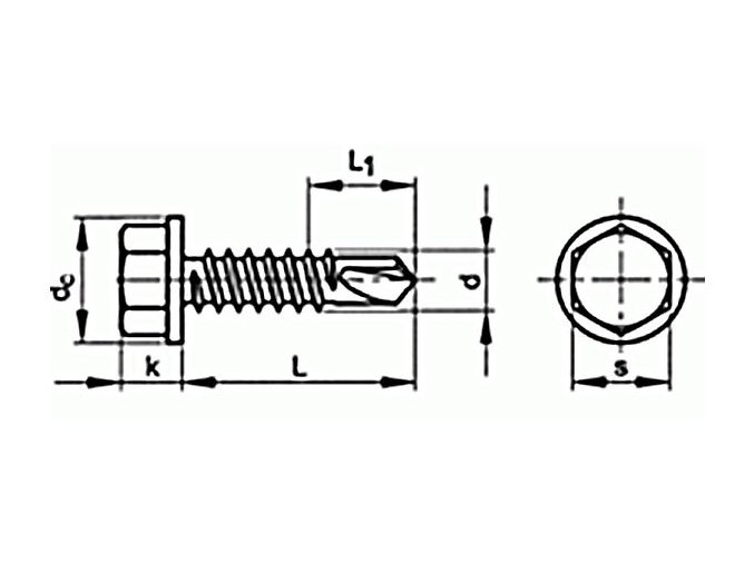 Skrutka TEX šesťhranná hlava DIN 7504K 4,8x70 pozink