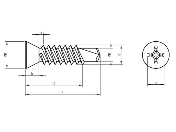Skrutka TEX zápustná phillips DIN 7504P 4,2x25 pozink