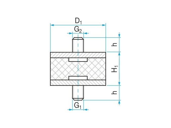 Silentblok typ 1 - 25x20 M6x12 50ShA tvar 45.12