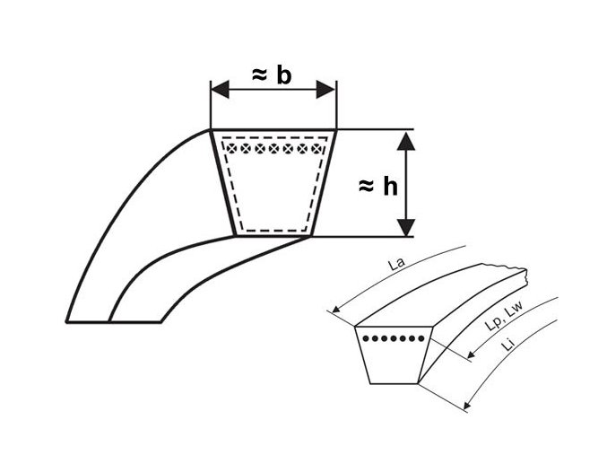 Klinový remeň 13x1016 Li - A 1046 Lw optibelt VB