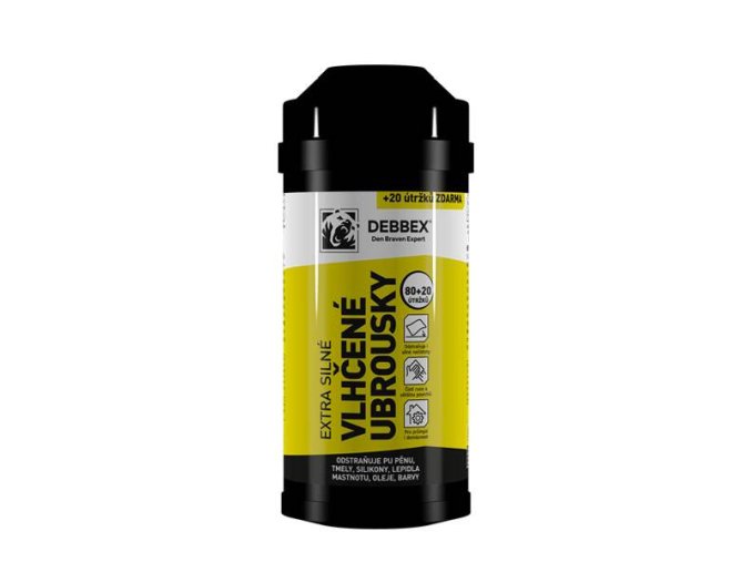 Debbex Extra silné čistící a vlhčené ubrousky 100 ks - 20 x 30 cm, plastová dóza _B9012DBX