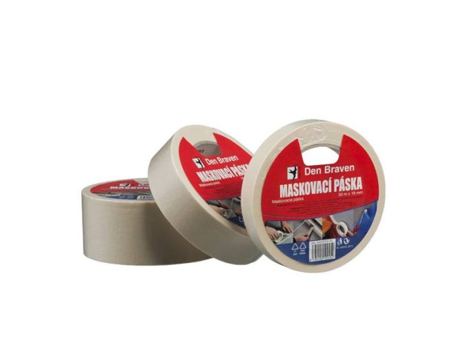 Den Braven Maskovací krepová páska 60 °C - 50 m x 25 mm světle žlutá