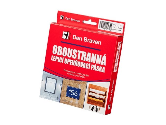 Den Braven Obojstranne lepiaca upevňovacia páska v krabičke - 25 x 1 mm x 5 m biela _B5322RL