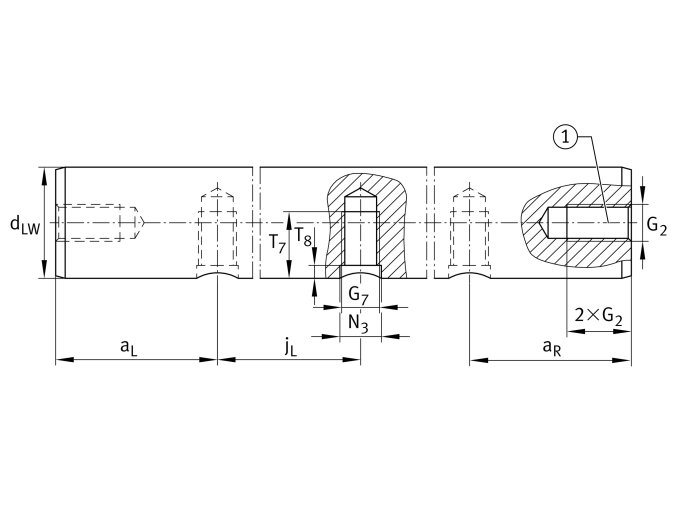 INA W 20 H6-X46 1000 mm nerezová vodiaca tyč