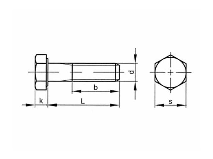 Skrutka šesťhranná čiastočný závit DIN 960 M10x1,25x50-8.8