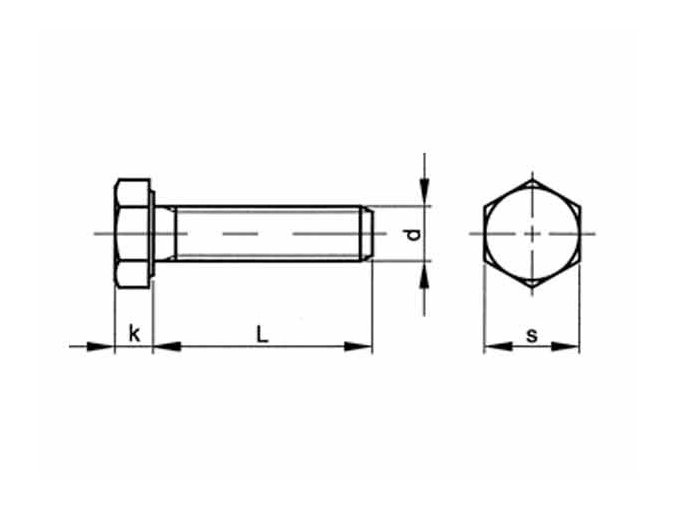 Skrutka šesťhranná celý závit DIN 961 M10x1,00x25-8.8