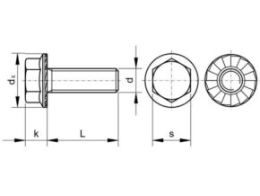 Skrutka šesťhranná s golierom ozubeným DIN 6921 M4x12-8.8 pozink
